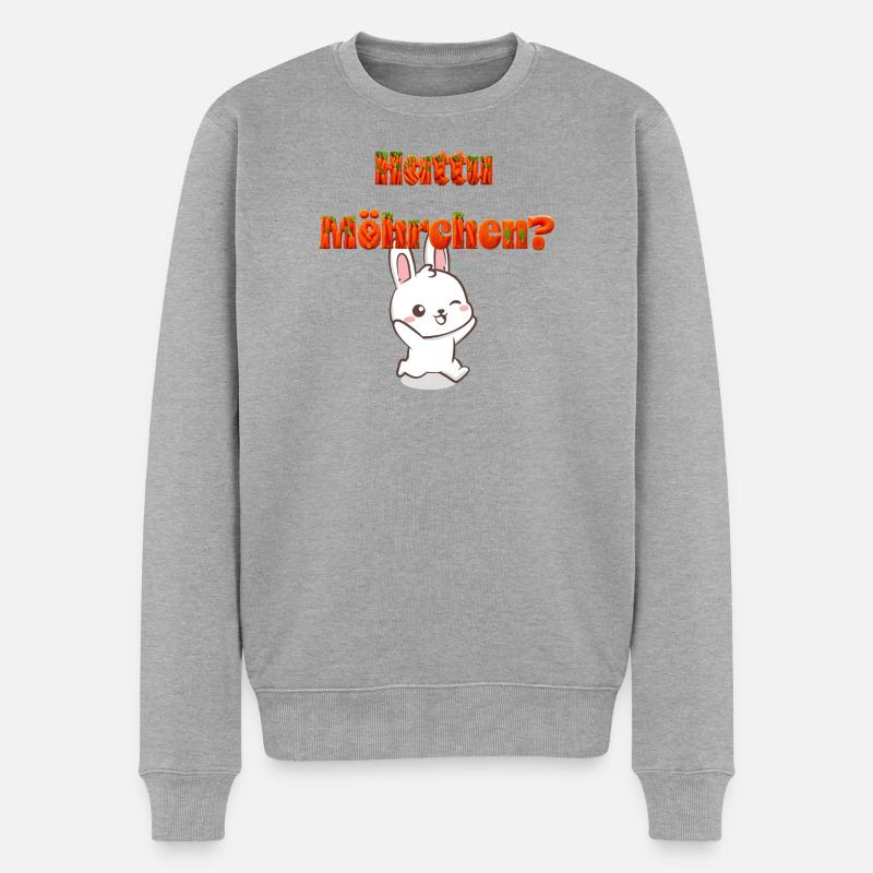Hattu Möhrchen? Rennender Retro-Hase - Männer Premium Bio Pullover - Grau meliert