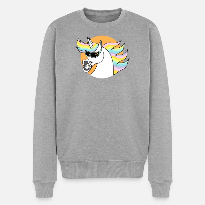 Cool Unicorn - Männer Premium Bio Pullover - Grau meliert