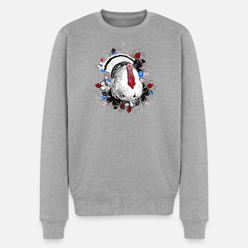 Dinde - Dinde - Thanksgiving - Pull Premium bio Homme - gris chiné