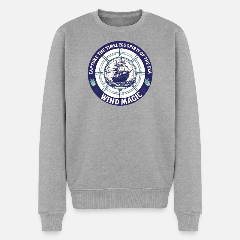 Seewindmagie – Segel der See - Männer Premium Bio Pullover - Grau meliert