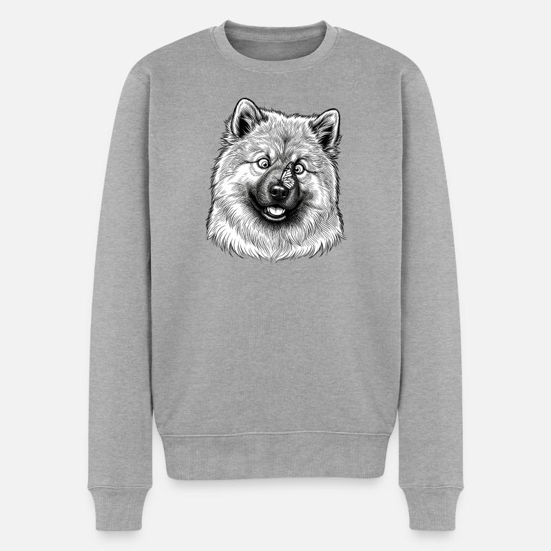 Eurasier | Butterfly - Männer Premium Bio Pullover - Grau meliert