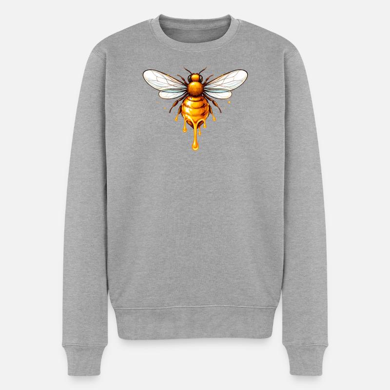 Honigbienen Motiv mit tropfendem Honig - Männer Premium Bio Pullover - Grau meliert