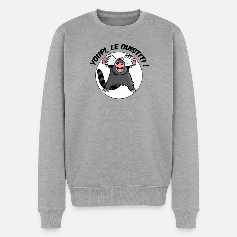 Juhu, das Marmoset! - Männer Premium Bio Pullover - Grau meliert