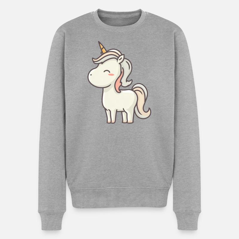 Einhorn - Männer Premium Bio Pullover - Grau meliert