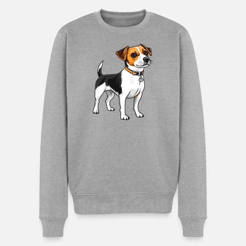 Jack Russel Hund mit Halsband - Männer Premium Bio Pullover - Grau meliert