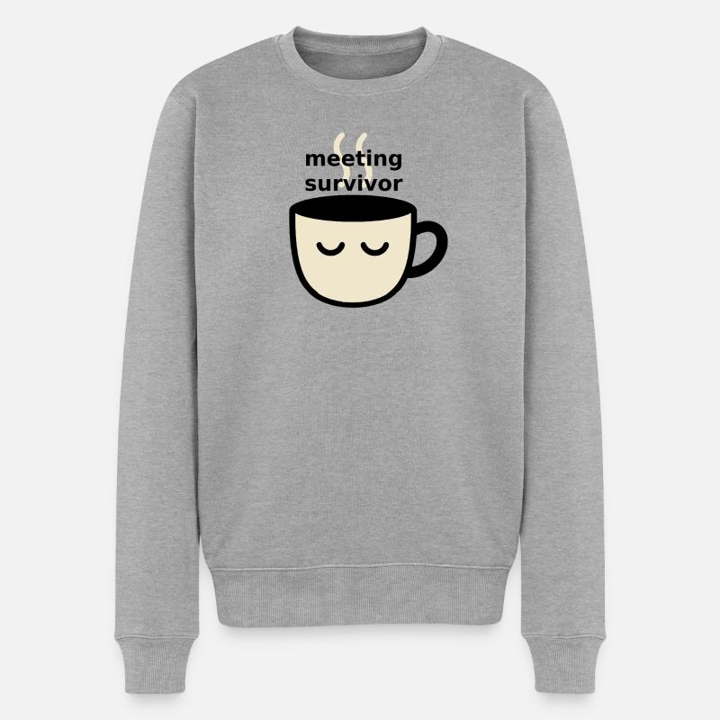 Rencontre avec le Sweat Coffee Meme - Pull Premium bio Homme - gris chiné