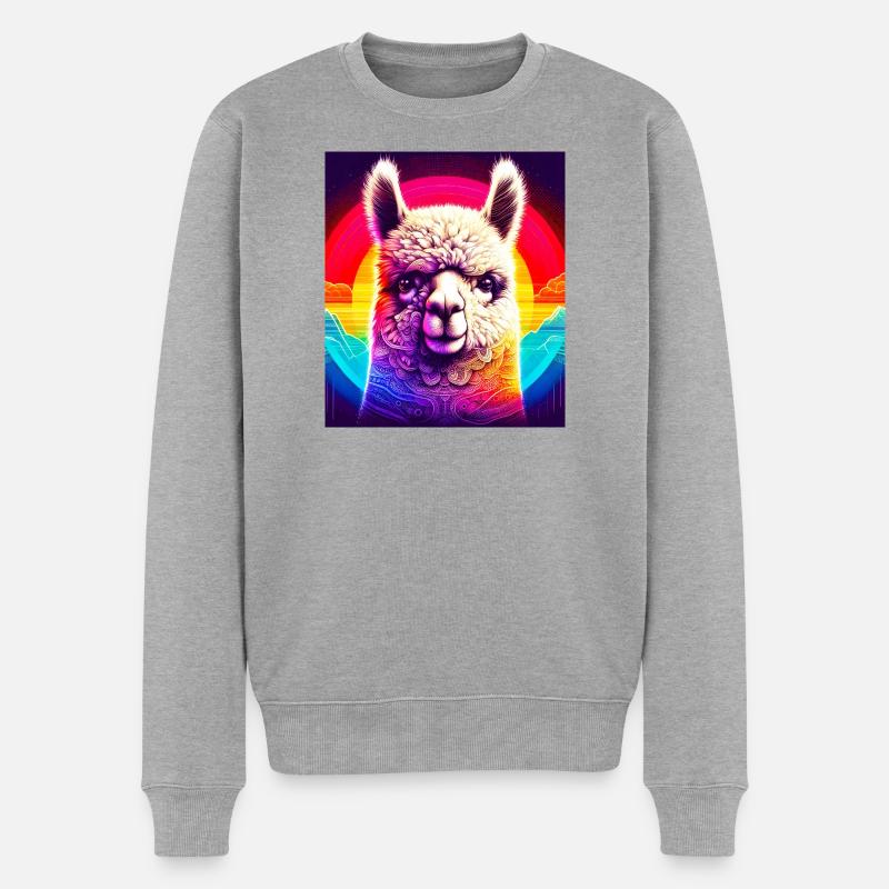 Alpaka - Männer Premium Bio Pullover - Grau meliert