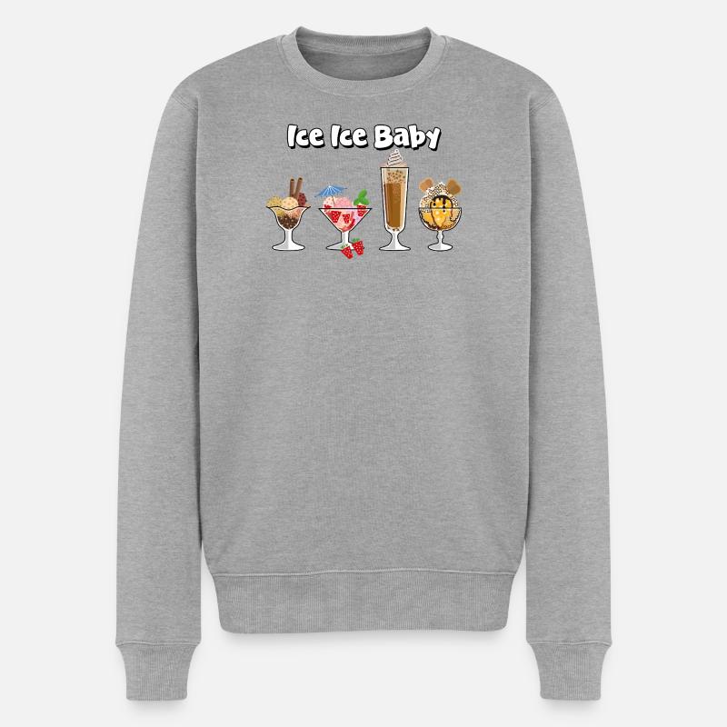 Eisbecher, Eisdessert - Männer Premium Bio Pullover - Grau meliert