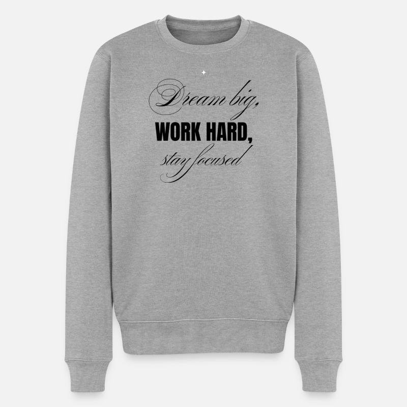 Work Hard - Männer Premium Bio Pullover - Grau meliert