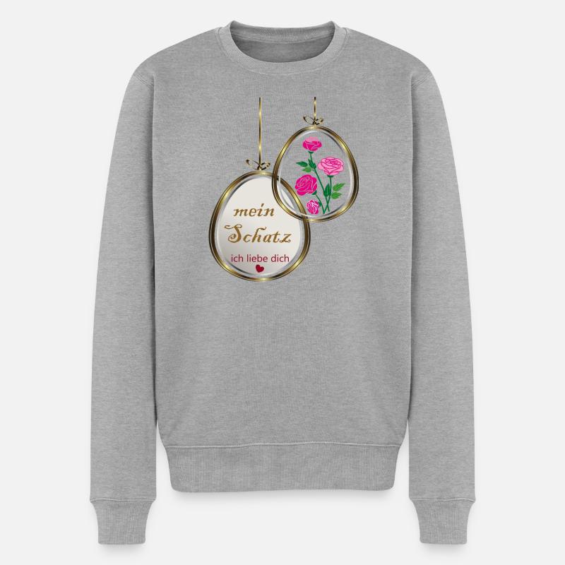 Halskette  - Männer Premium Bio Pullover - Grau meliert