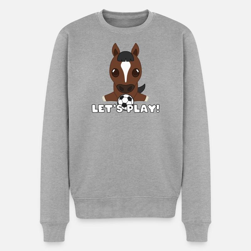 Pferd Fussball-Design: Let’s Play - Männer Premium Bio Pullover - Grau meliert