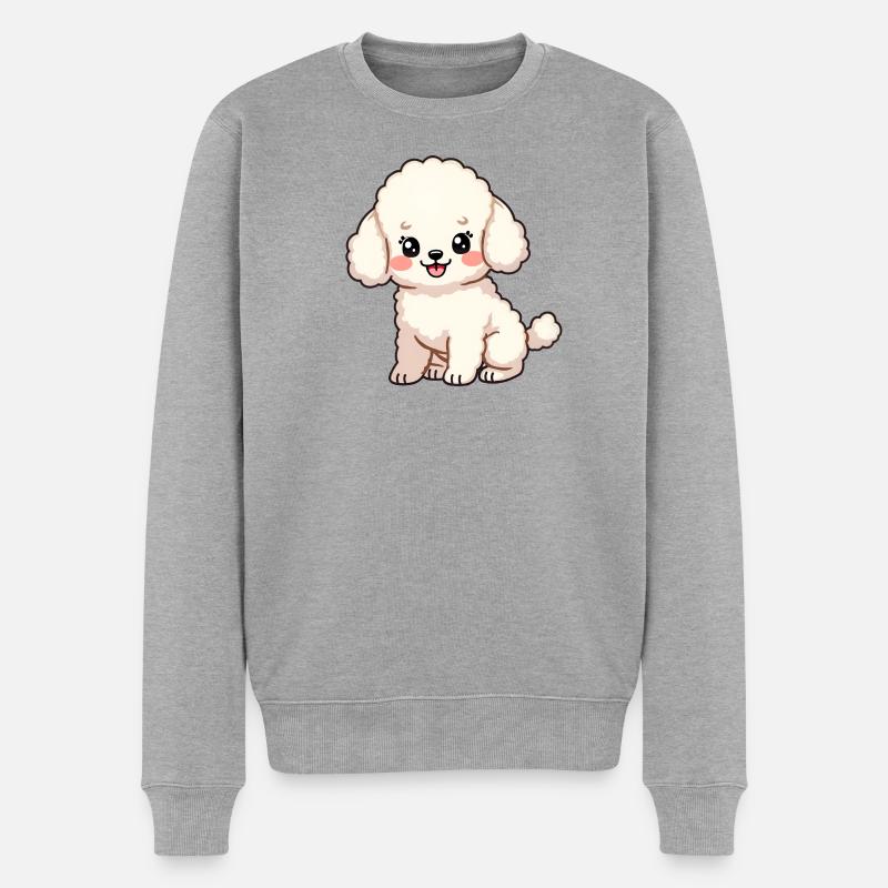 Pudel Hund - Männer Premium Bio Pullover - Grau meliert