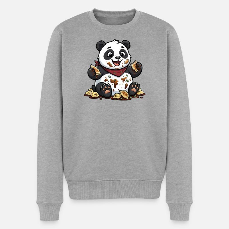 Panda mignon avec Tortellini Chaos - Pull Premium bio Homme - gris chiné