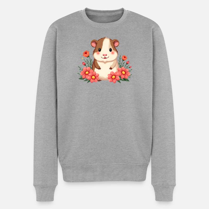 Meerschweinchen - Männer Premium Bio Pullover - Grau meliert
