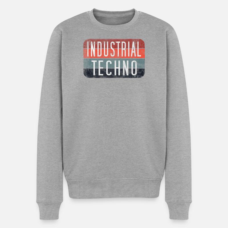 Industrial Techno Retro Gradient - Männer Premium Bio Pullover - Grau meliert