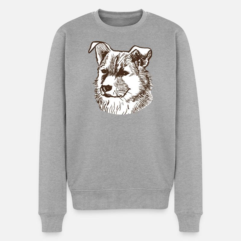 Hund - Männer Premium Bio Pullover - Grau meliert