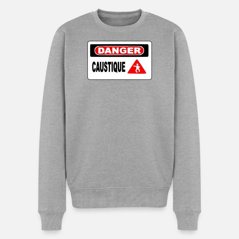 Panneau Danger Caustique - Pull Premium bio Homme - gris chiné