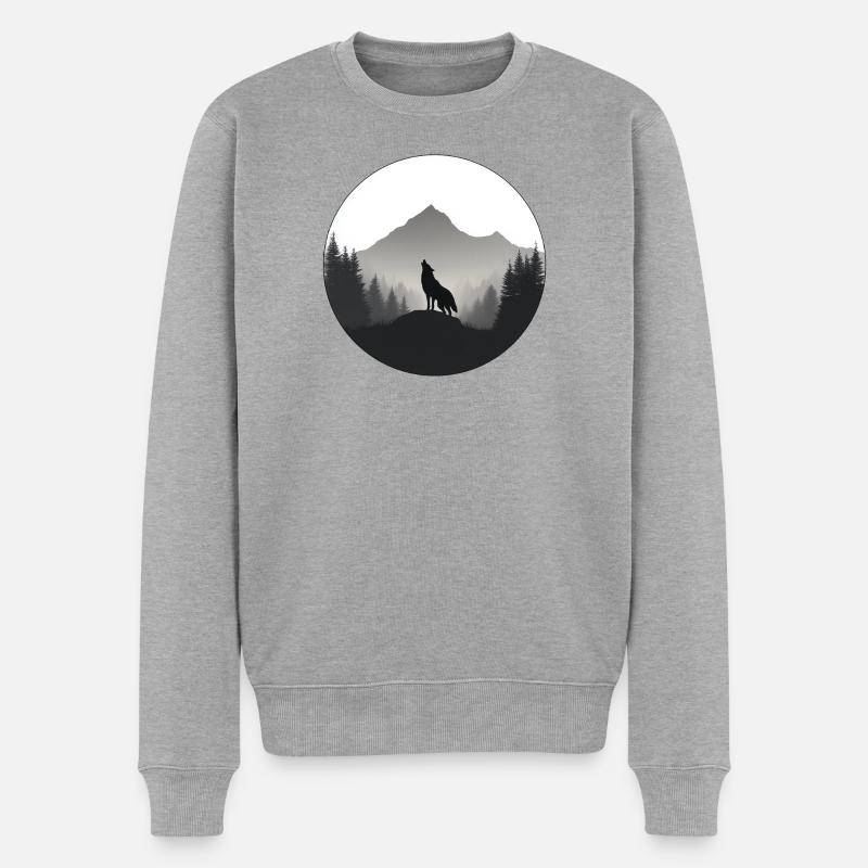 Wildwolf-Logo - Männer Premium Bio Pullover - Grau meliert