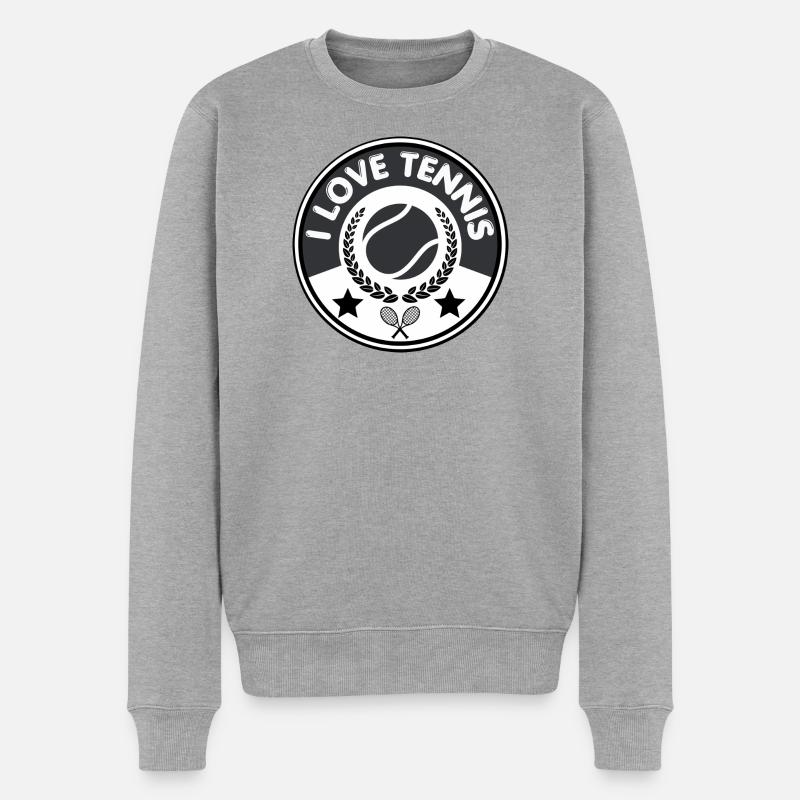 Ich liebe Tennis - Männer Premium Bio Pullover - Grau meliert
