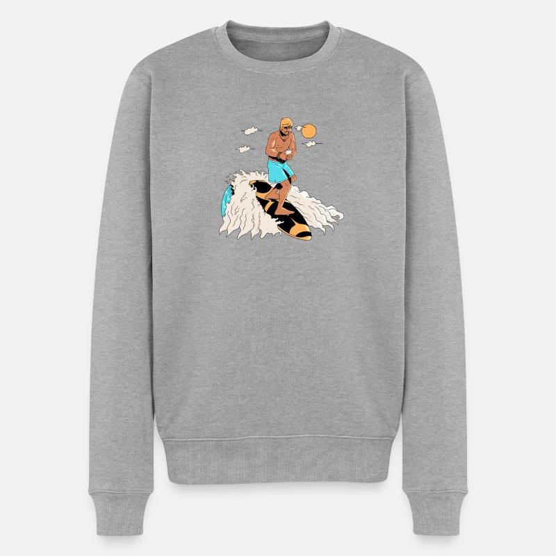 Surfeur et smartphone - Pull Premium bio Homme - gris chiné