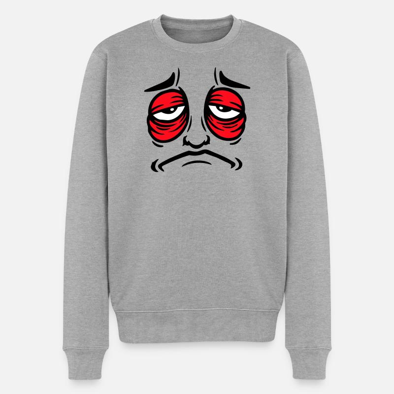 Grumpy sad disappointed face funny - Men's Premium Organic Jumper - heather grey