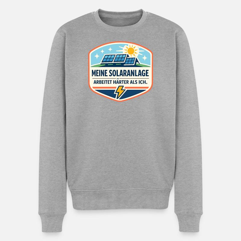 Solaranlagen Power Badge - Männer Premium Bio Pullover - Grau meliert