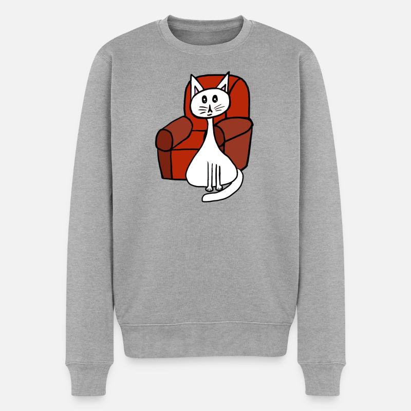 Feierabend Katze Katzen Haustiere 80er - Männer Premium Bio Pullover - Grau meliert