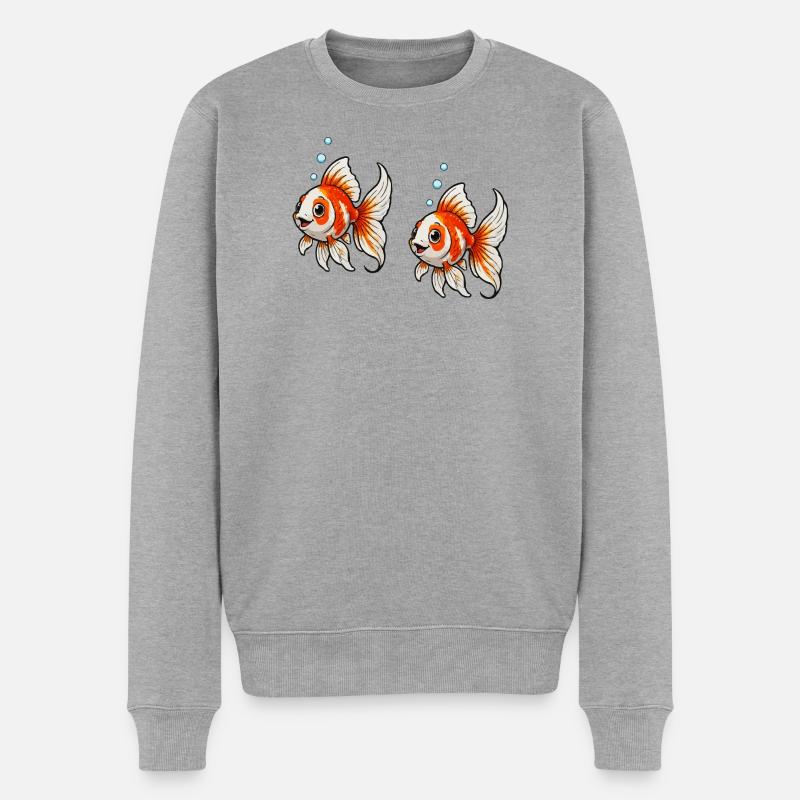 Goldfische Comic - Männer Premium Bio Pullover - Grau meliert
