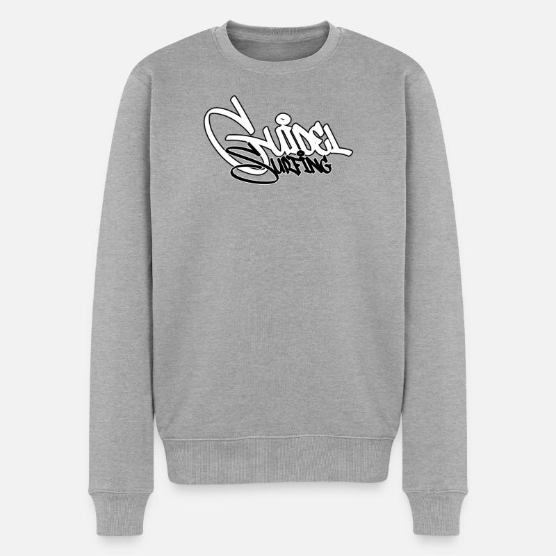 Surfing Graffiti Noir - Pull Premium bio Homme - gris chiné
