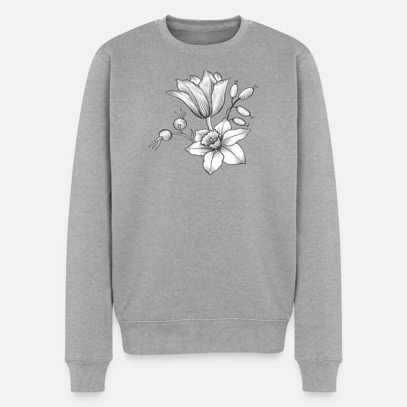 Blütenranke - Männer Premium Bio Pullover - Grau meliert