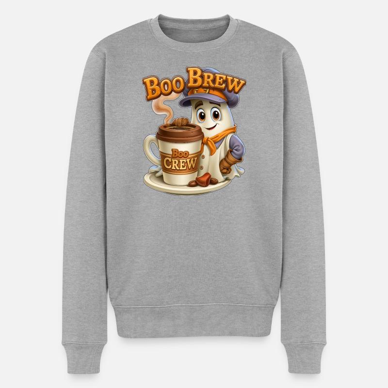 Boo Brew Barista Geist - Männer Premium Bio Pullover - Grau meliert