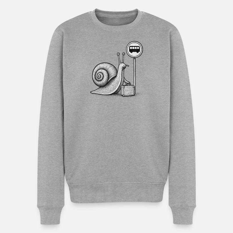 Un escargot en route - Pull Premium bio Homme - gris chiné