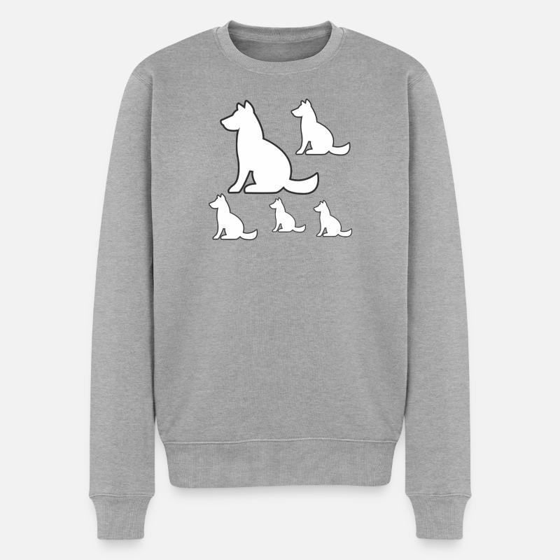 Hunde - Männer Premium Bio Pullover - Grau meliert