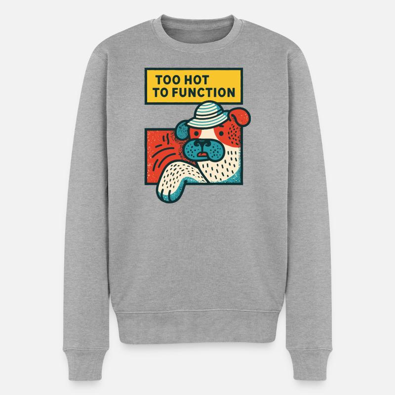 Too Hot to Function Bulldog - Männer Premium Bio Pullover - Grau meliert