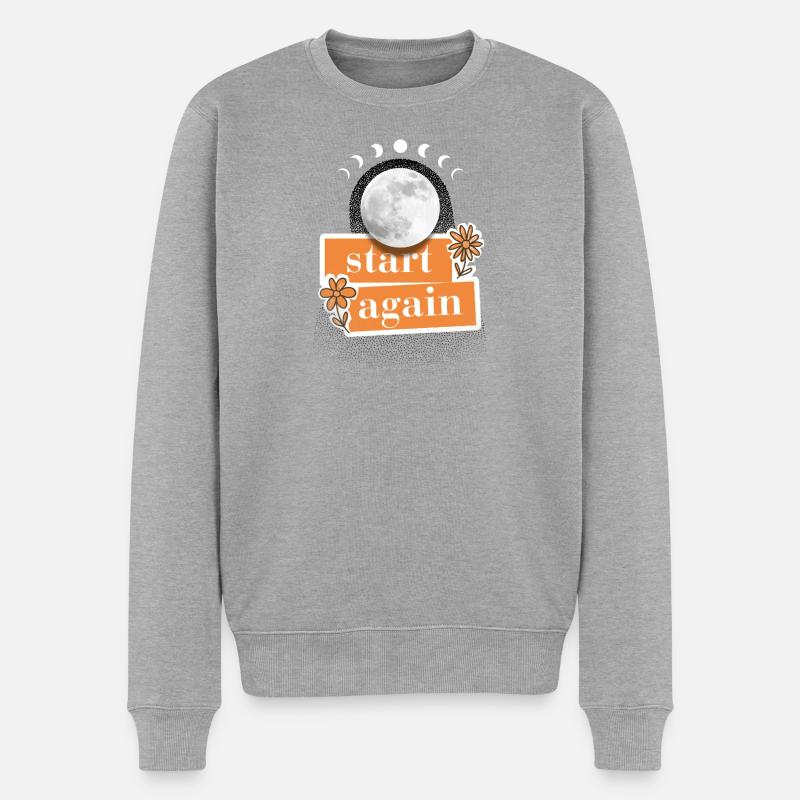 Start again - Männer Premium Bio Pullover - Grau meliert