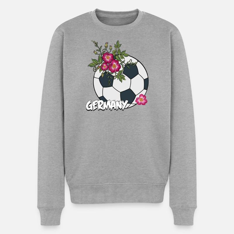 Fußball mit Rosen - Männer Premium Bio Pullover - Grau meliert
