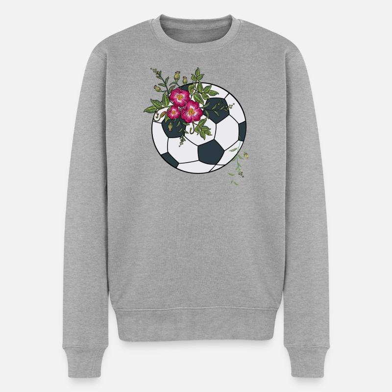 Fußball mit Blumen - Männer Premium Bio Pullover - Grau meliert
