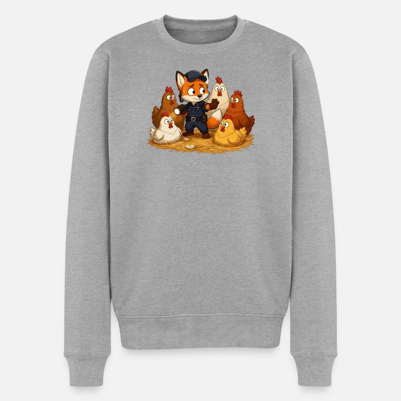 Fuchs Sicherheitsheld Hof - Männer Premium Bio Pullover - Grau meliert