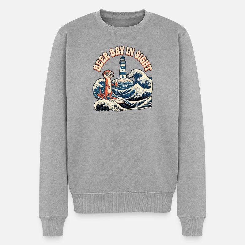 Bier Bucht Erdmännchen - Männer Premium Bio Pullover - Grau meliert