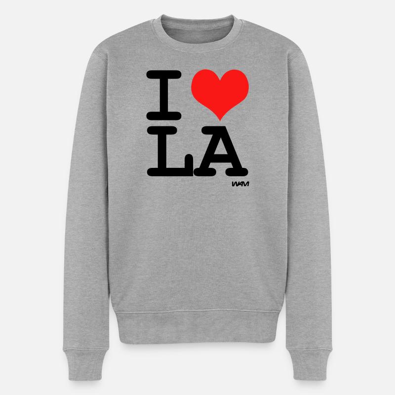 la - Männer Premium Bio Pullover - Grau meliert