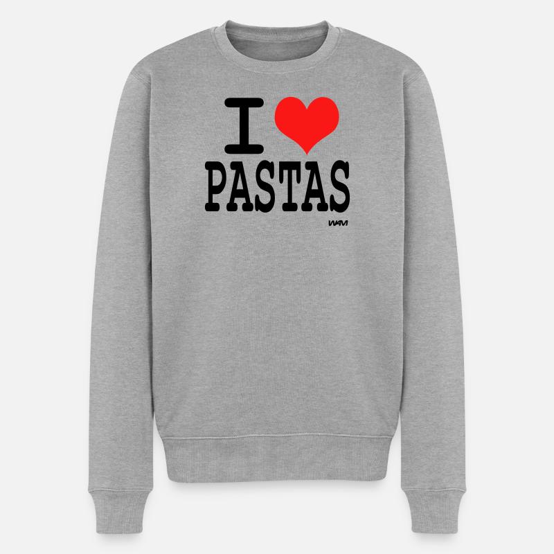 I love pastas - couleurs customisables - Pull Premium bio Homme - gris chiné