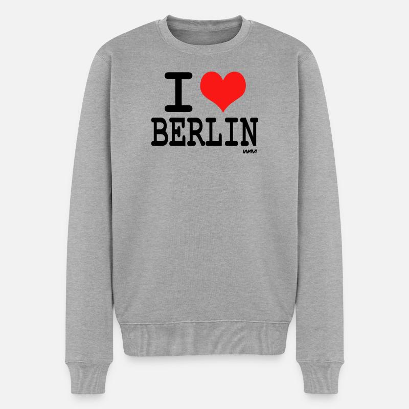 I love Berlin  - Männer Premium Bio Pullover - Grau meliert