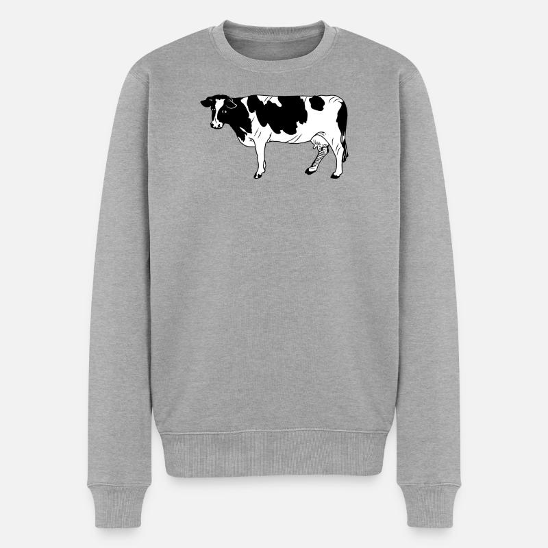 Kuh schwarzpelzig - Männer Premium Bio Pullover - Grau meliert
