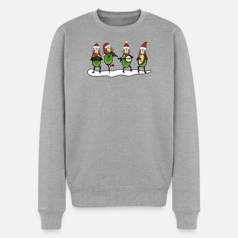 Weihnachten Folk Schafe - Männer Premium Bio Pullover - Grau meliert