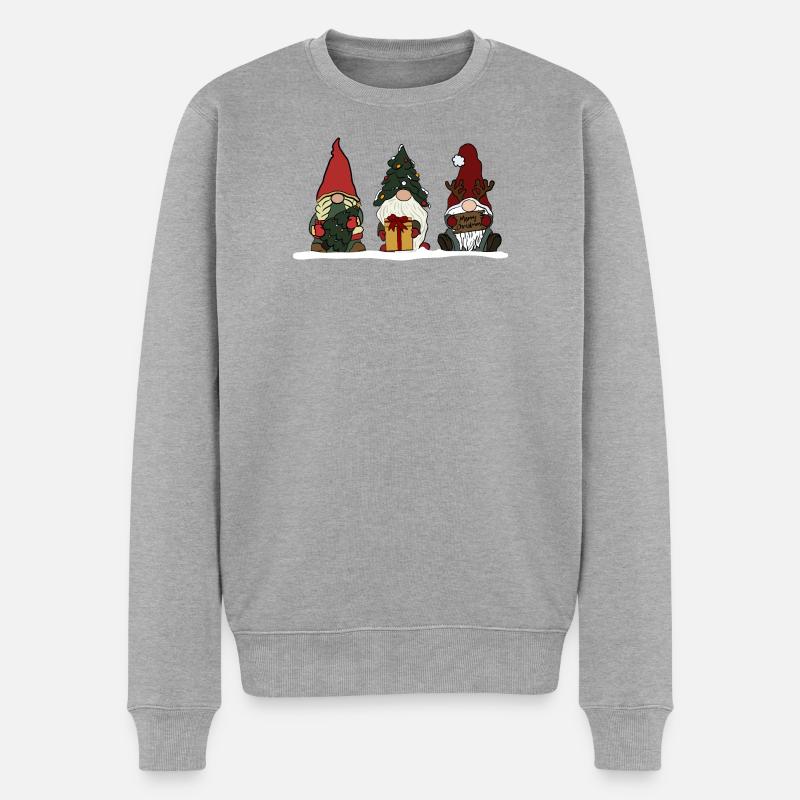 Wichtel  - Männer Premium Bio Pullover - Grau meliert