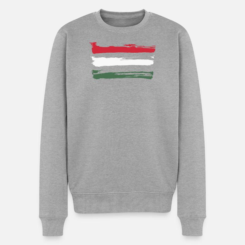 Ungarn - Männer Premium Bio Pullover - Grau meliert