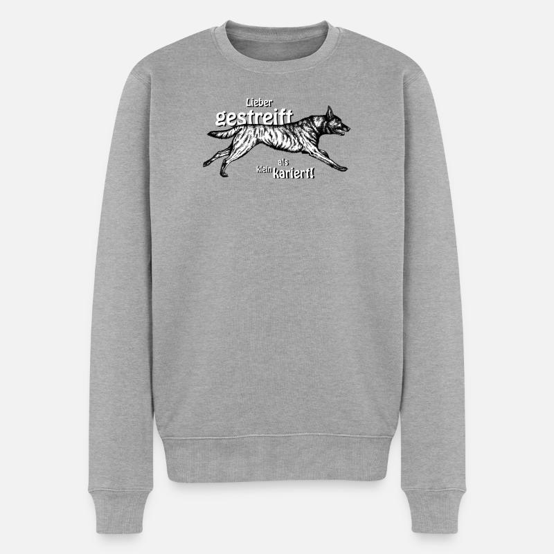 Hollandse Herdershond - gestreift - Männer Premium Bio Pullover - Grau meliert