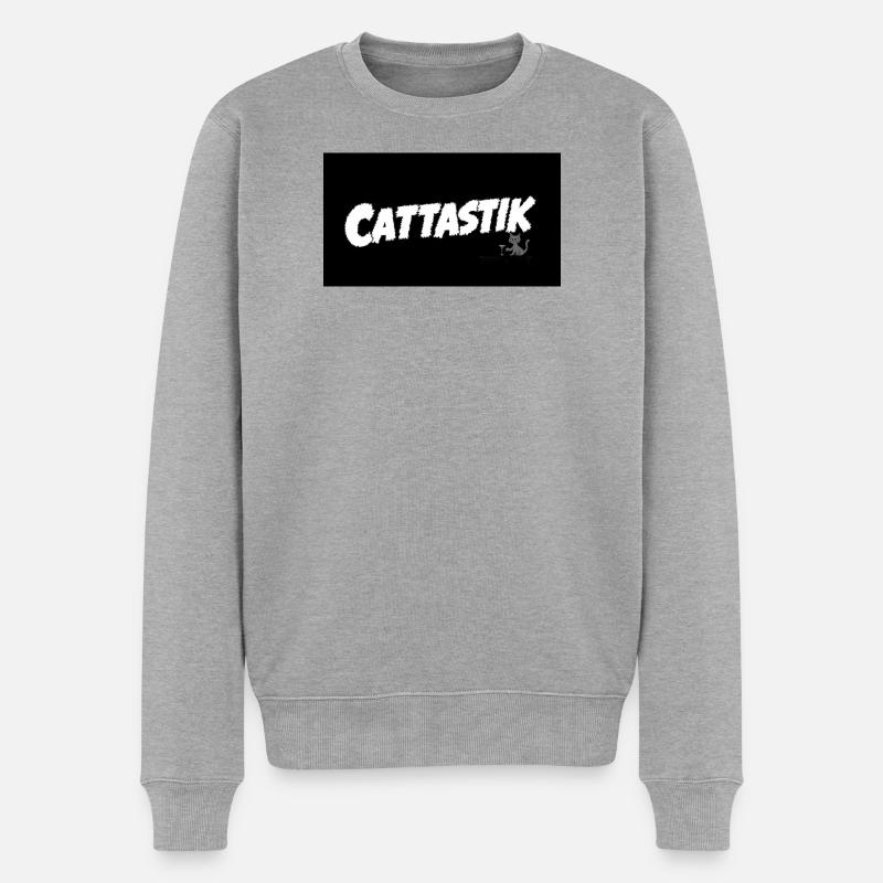 Humorvoller Katzenwitz mit Boldschrift - Männer Premium Bio Pullover - Grau meliert