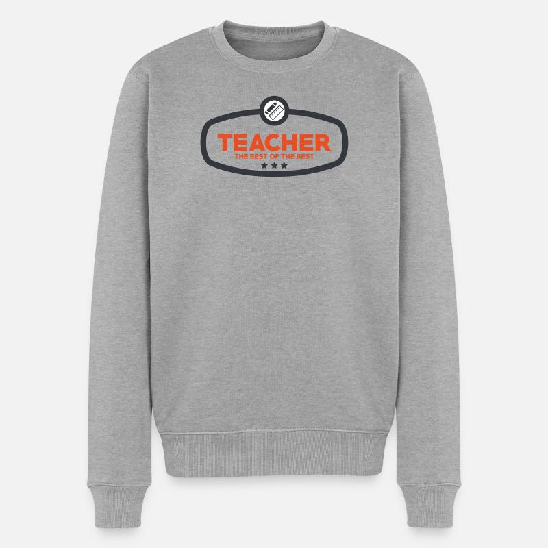 Der beste Lehrer: Ret-Schul-Abzeichendesign - Männer Premium Bio Pullover - Grau meliert