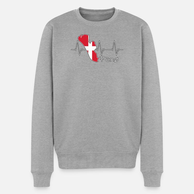 Fanø Fanö Herzschlag Dänemark Design - Männer Premium Bio Pullover - Grau meliert